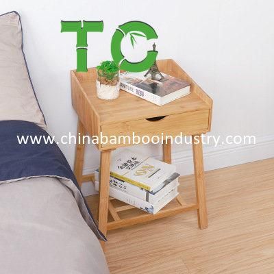 Bamboo End Table with Drawer and Single Shelfwooden Side Table Nightstand