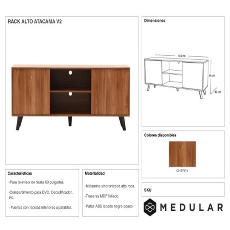 Promotional Top Quality Brown Wood TV Stand with Cable Holes for Living Room