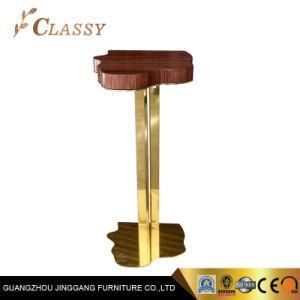 Leisure Furniture Wood Top Stainless Steel Gold Color Coffee Shop Side End Table
