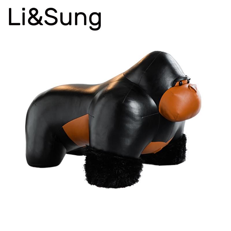 Li&Sung Animal Wooden Gorilla Leg Stool Ottoman