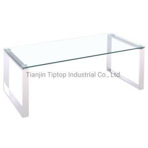 Classic Clear Tempered Glass Top Center Coffee Table Stainless Steel Table Coffee Table
