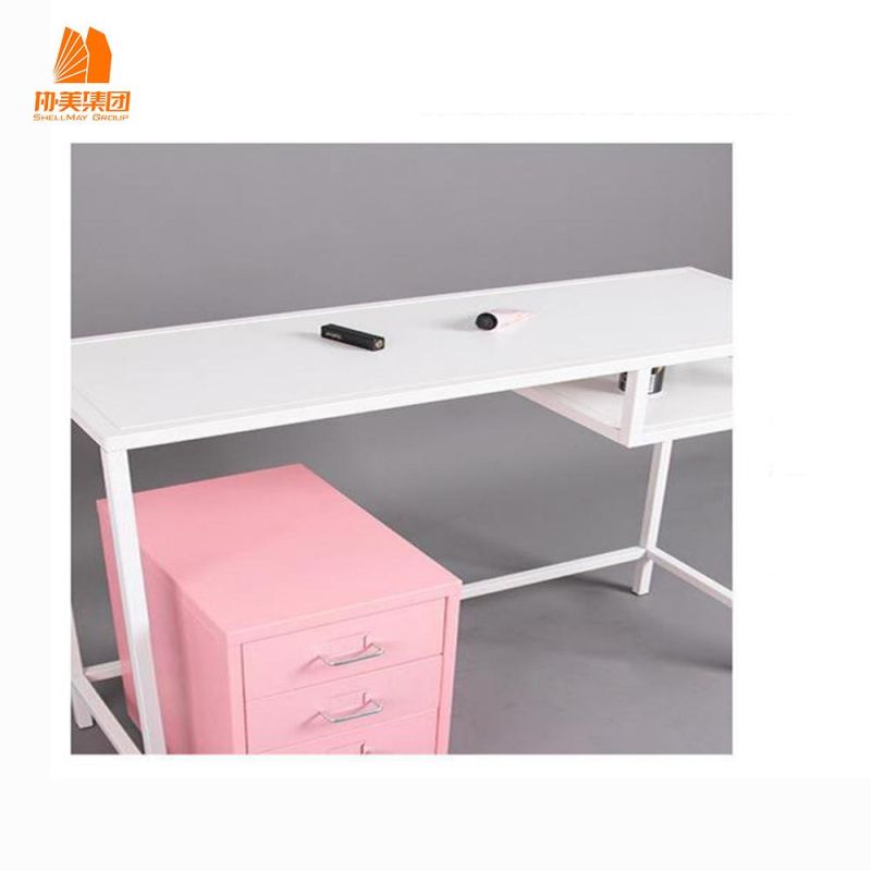 Metal Frame Computer Table Laptop Desk with Storage Cabinet for Home Office