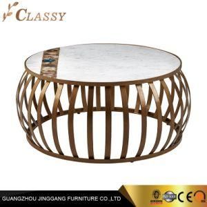 Classy Smooth Round White Marble Coffee Table