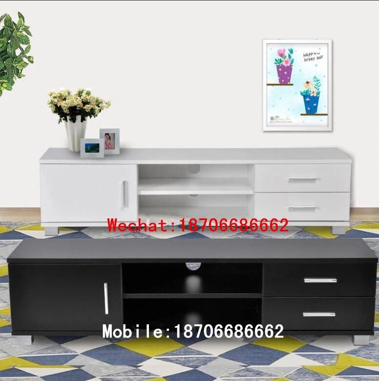 Melamine Particle Board Matt White 1 Door TV Tables with 2 Drawers