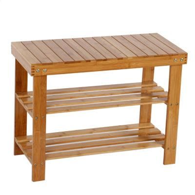 3 Layers Bamboo Bench with Storage Shelf Bathroom Shower Stool Bench