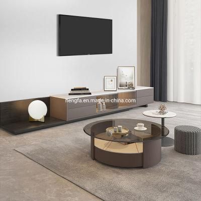 Luxury Hotel Living Room Furniture Set Wooden Drawer Glass/Marble TV Stand