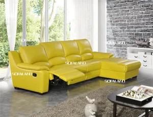 Butter Yellow Color L Shape Leather Sofa