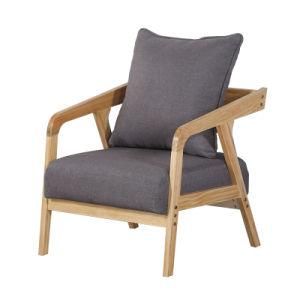 Modern Simple Solid Wood Fabric Sofa 1 Seat Sofa Grey Living Room Sofa Home Furniture Sofa European Style Customized