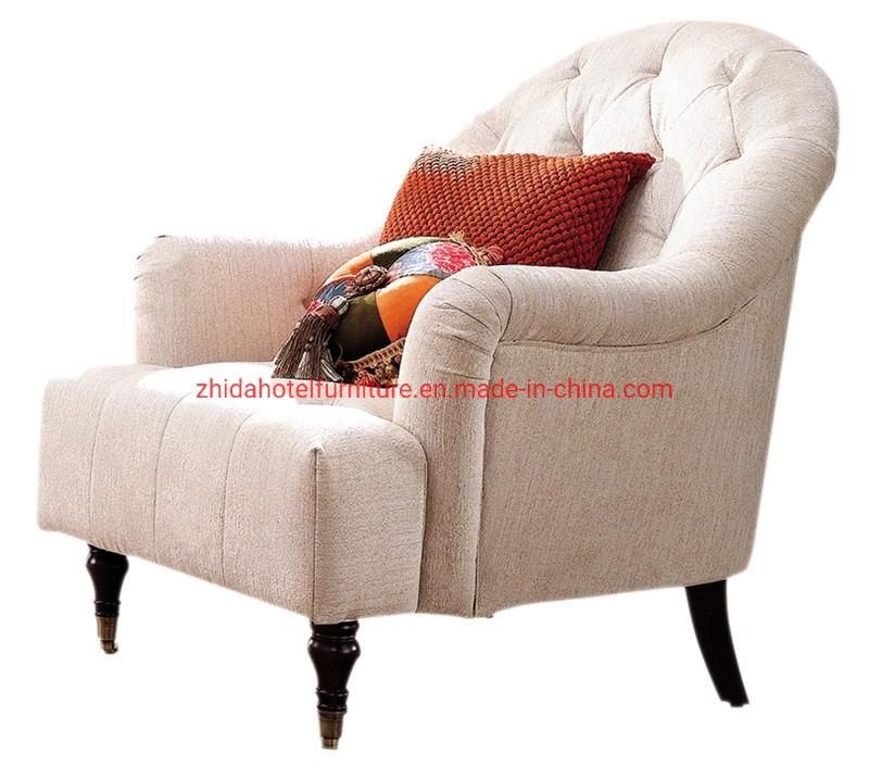 Industrial Wooden Legs Living Room Furniture Fabric Hotel Armrest Chair