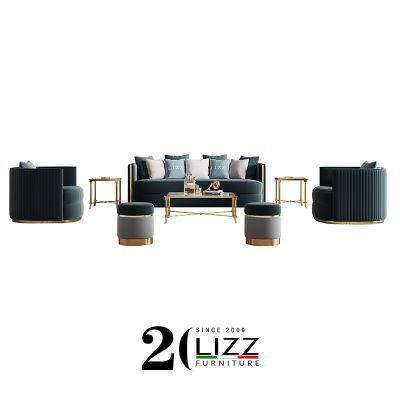UAE Customized Living Room Home Furniture Velvet Fabric Sofa Set