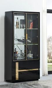 MDF Stainless Steel Living Dining Room Liquor Wine Display Cabinet with Shelf Modern Home Furniture