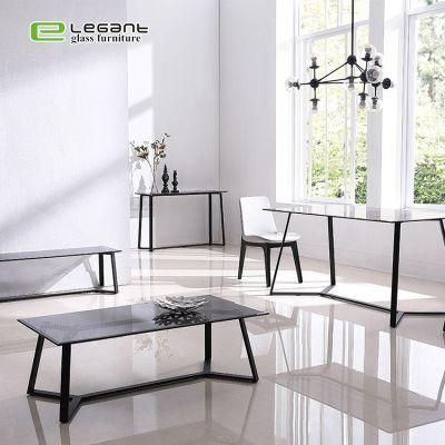 Coffee Shop Rectangle Shape Glass Top Center Table Design