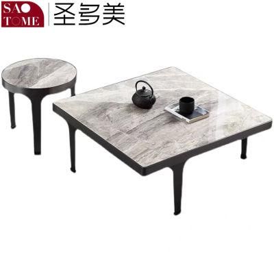 Modern Popular Living Room Furniture Two Sizes of Stainless Steel Gray Titanium Tea Table