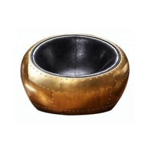 Industrial Loft Style Antique Tufted PU Leather Bowl Chair Spitfire Retro Aluminium Scoop Round Aviator Half Dome Chair