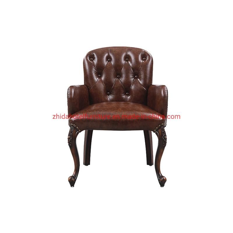 American Style Luxury Leather Living Room Home Hotel Lobby Chair