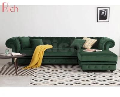 Home Furniture Velvet Cover Chaise Longue Seater Sectional Sofa