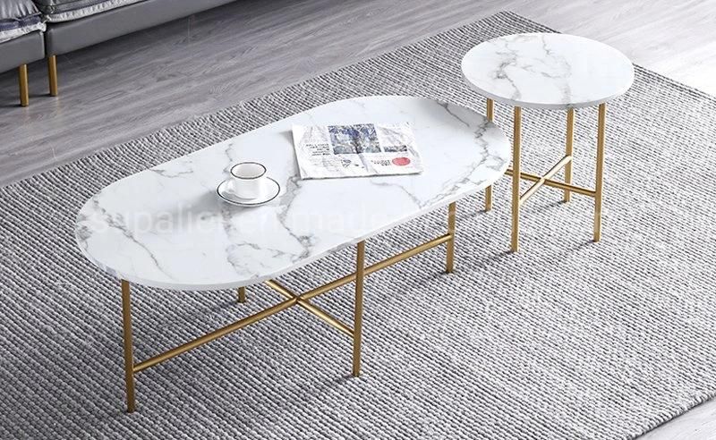 Promotional Living Room Cheap Metal Coffee Table with Marble