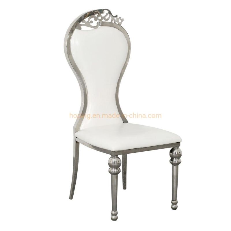 Modern Restaurant Hotel Clear Metal Furniture Dining Wedding Banquet Party White Chiavari Chair