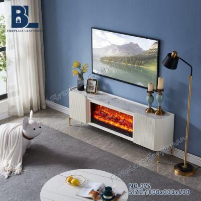 Modern Furniture Indoor Heater Electric Fireplace TV Stand with Marble Top for Living Room Decorative