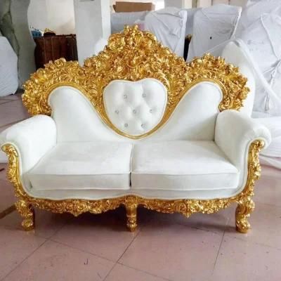 Heart Shape Complicate Cutting Design Wedding Couch Golden Wholesale