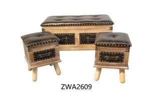 Kd Washing Color with Weave &Rivet Drawer -Home Storage Stool -Ottoman