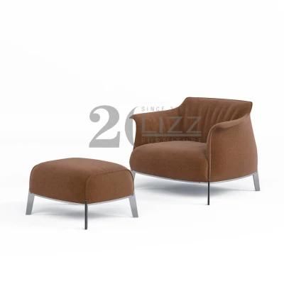 Modern Living Room European Metal Louge Leather chair Good Quality Leisure Home Furniture Set