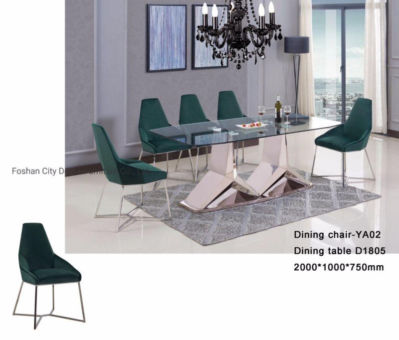 2020 New Design Modern Clear Glass Top Dining Table Set for Home Furniture