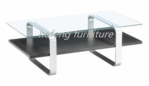 2017 Glass Top Wooden Shelf Coffee Table (CT033)