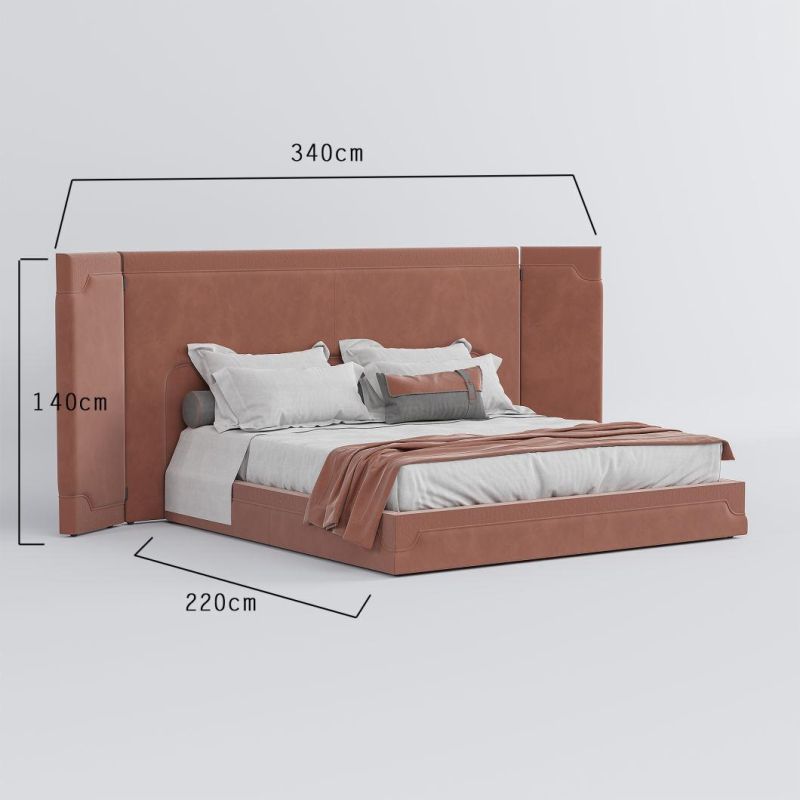 Contemporary Queen Size Hotel Apartment Furniture Set European Upholestery Bedroom Fabric Bed