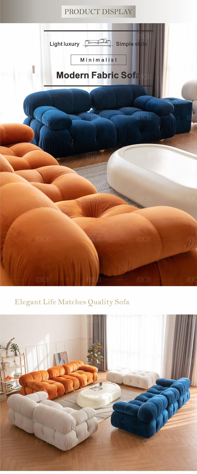 Modern Furniture Living Room DIY Fabric Loveseat Sofa Set