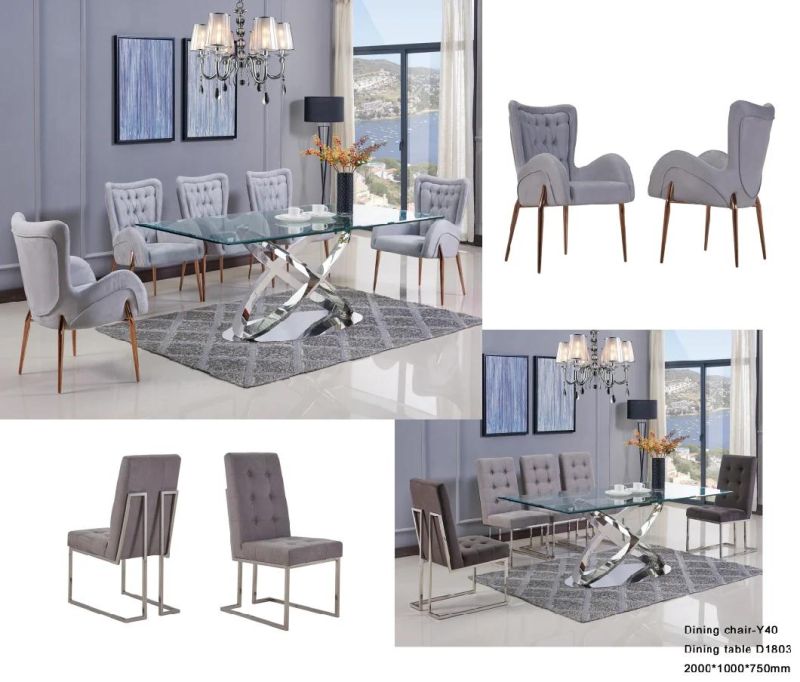 Modern Home Furniture Clear Glass High Quality Finish Dining Table Set