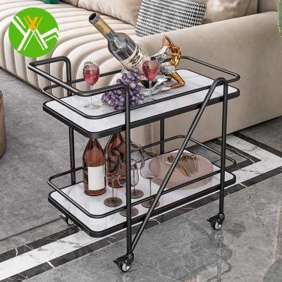 Yuhai European Design Metal Storage Rack Bar Cart Drinks Food Trolley Restaurant Serving Trolley Foods Luxury Service Trolley