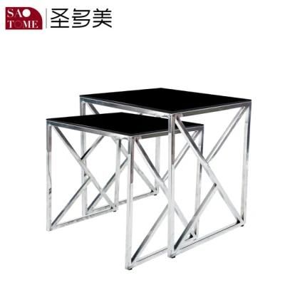 Modern Simple Living Room Furniture Black Two-Story Nest Table