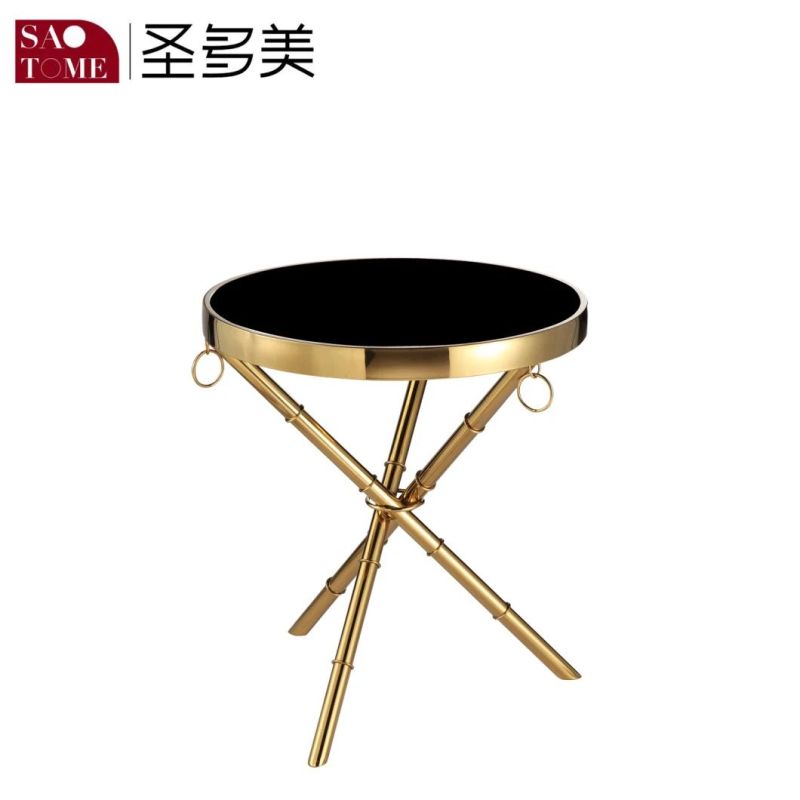 Modern Furniture Set Round Metal Glass Surface Round End Table