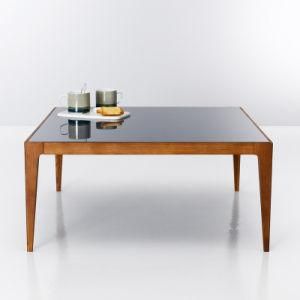 Wooden Coffee Table, Solid Oak Coffee Table with Glass Top