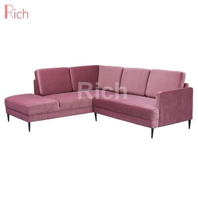 Pink Fabric Living Room Furniture Sofa Velvet Modular Corner Couch