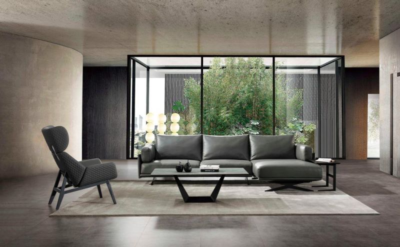 Fashion Leisure Chair Home Furniture Italian Style Leather Sofa Modern Living Room Sofa