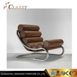 Modern Luxury Hotel Stainless Steel Leather Rocking Chairs with Metal Based