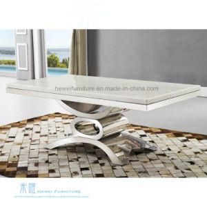 Rectangle Marble Top Stainless Steel Base Coffee Table (HW-0024-1T)