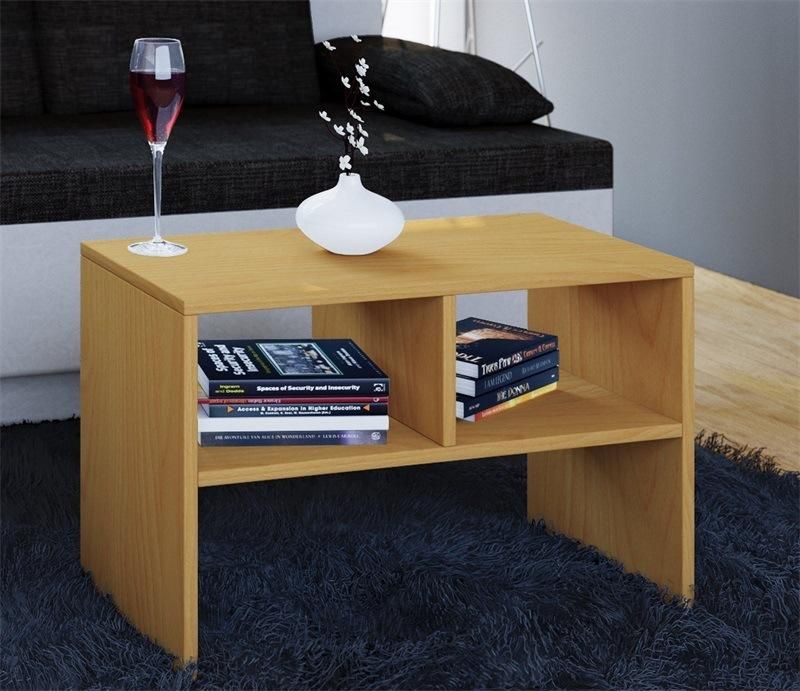 Brown Wooden Coffee Table with Two Compartments