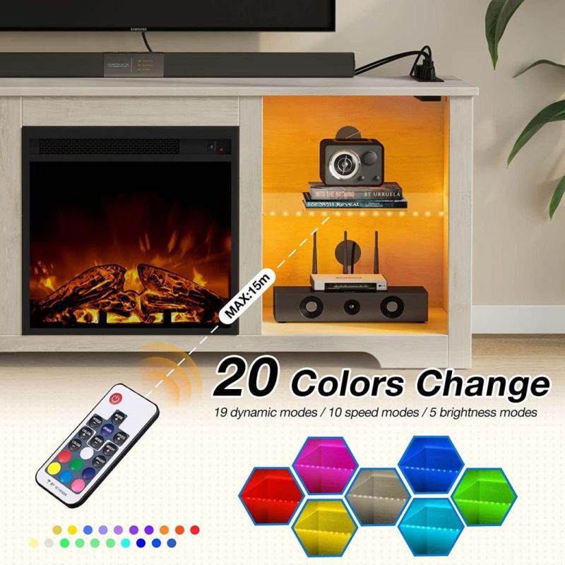 Modern Fireplace TV Stand TV Cabinet TV Console with LED Light for Living Room Bedroom