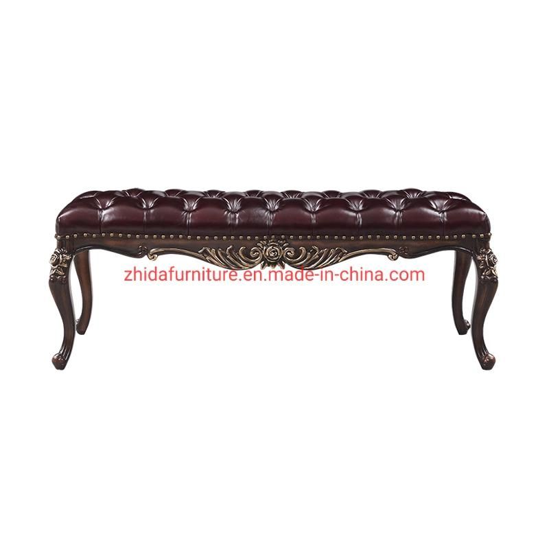 Genuine Leather Antique Style Modern Wooden European Style Wooden Stool
