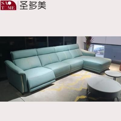 Modern Smart Home Private Cinema Leather Eucalyptus Wood Frame Functional Sofa