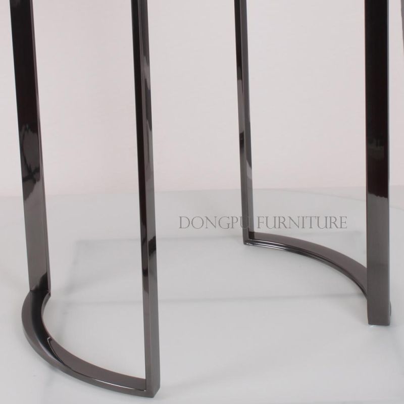Simple Style Black Metal Glass Top Cheap End Table for Living Room