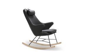 Rocking Chair PU Seat Ash Wood Legs