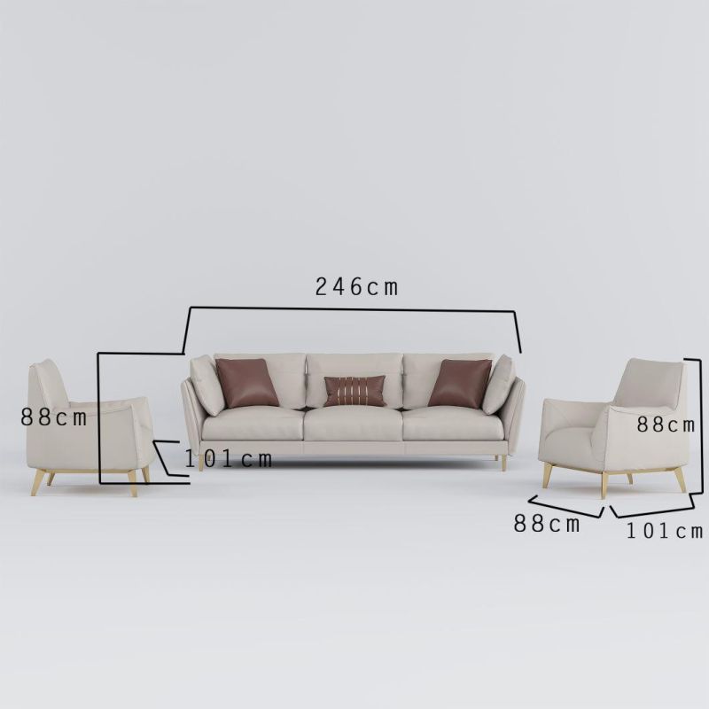 2022 New Design Modern Luxury Italian Geniue Leather Couch Living Room Sofa with Single Sofa
