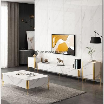Modern Bedroom Furniture Metal Frame Cabinet Marble TV Stand