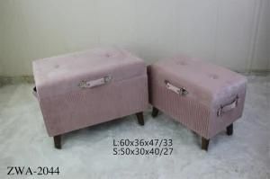 Pink Color Kd Set Stool Ottoman