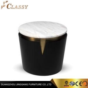 Metal Base Marble Top Round Small Side Table for Living Room Bedroom Night Stand
