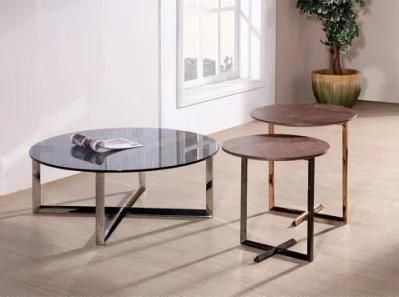Modern Coffee Table with Stainless Steel Base for Home Restaurant Furniture